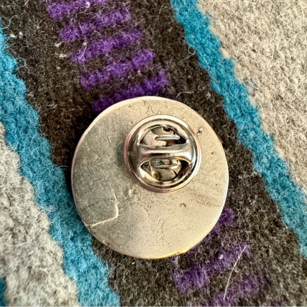 Silver Brooch Pin with Etched Southwest Design - Picture 5 of 5